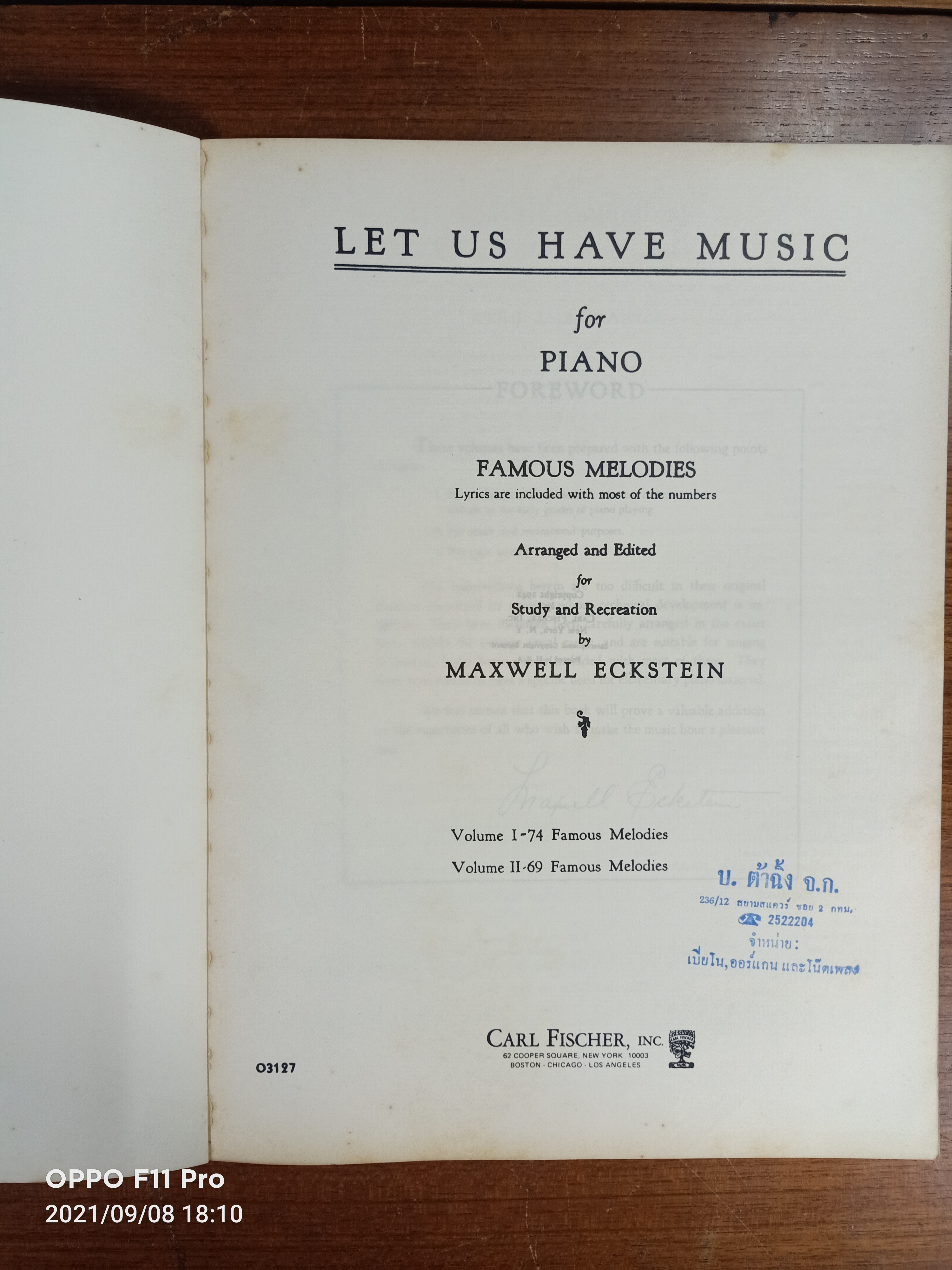 Let Us Have Music for Piano Seventy Four Famous Melodies -Volume Two/ CARL FISCHER