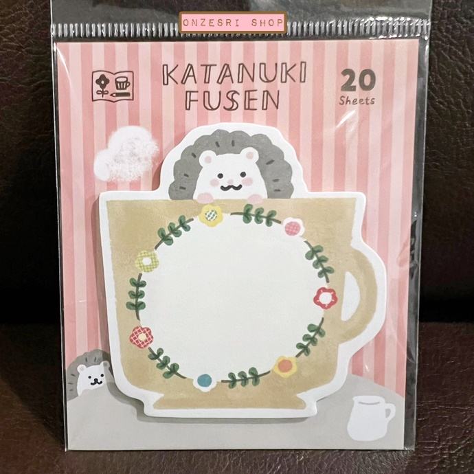 กระดาษโน้ตมีกาว Furukawa Paper Works Katanuki Fusen จากญี่ปุ่น ลายเม่น ขนาดกระดาษ ประมาณ 7 x 7 ซม. มี 20 แผ่น
