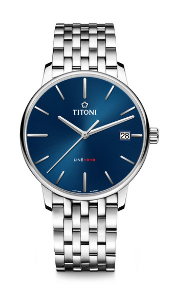 TITONI LINE 1919 รุ่น 83919 S-612 (หน้าน้ำเงิน) เครื่องศูนย์ไทย