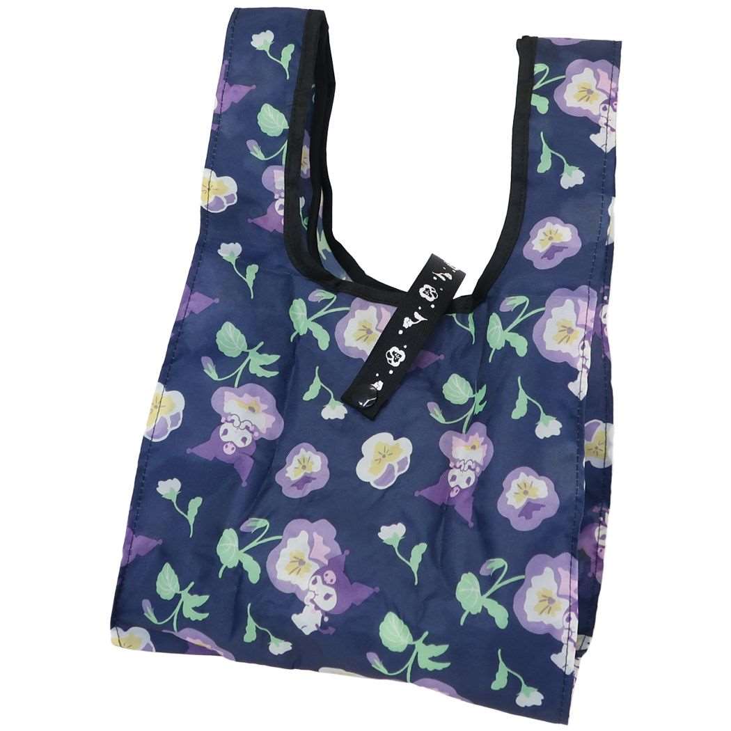 กระเป๋า Eco Bag - Petite Bag ลาย Kuromi สีน้ำเงิน Navy พับได้ พกพาสะดวก ขนาด 22 x 29 x 16.5 ซม.