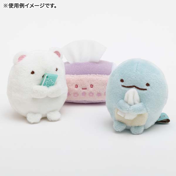 ตุ๊กตา Sumikko Gurashi - Sumikkomono ตัวเล็ก ไซส์ SS แบบกล่องทิชชู่สีชมพูม่วง & กระดาษทิชชู่ ขนาด 2.5 x 5 x 3.5 ซม.