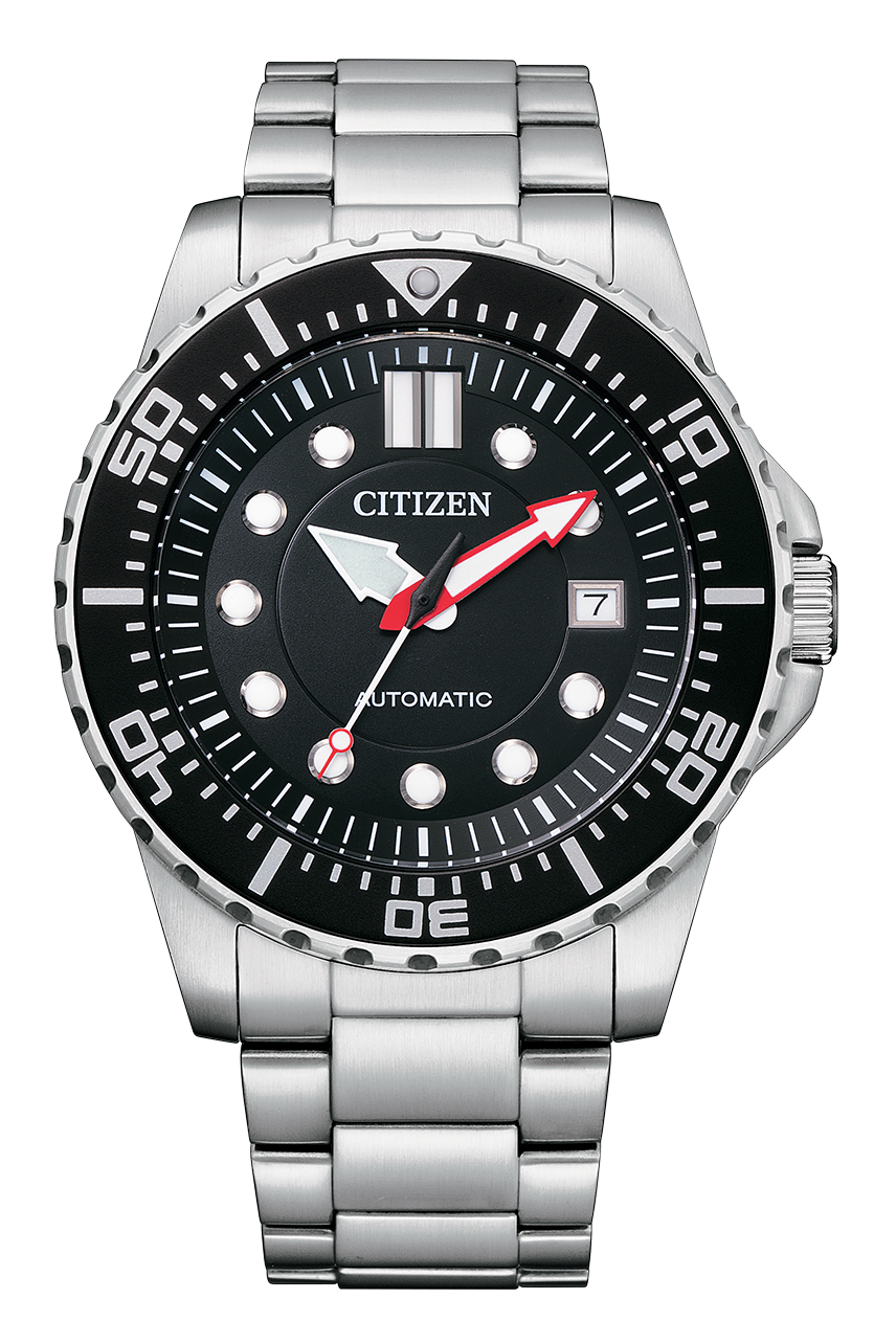 CITIZEN AUTOMATIC รุ่น NJ0120-81E (หน้าดำ สายสแตนเลส )