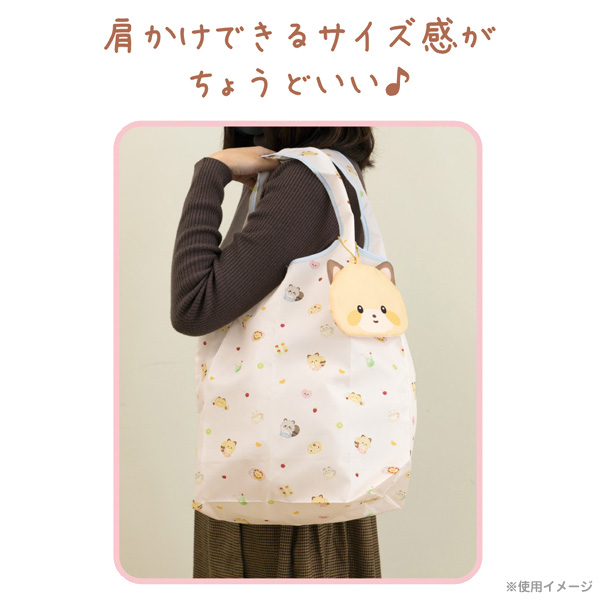 กระเป๋า Kokoro Raccoon Relaxing Home Cafe Shopping Bag พับได้ ขนาด 11 x 14 ซม. / กางออก 55 x 41 x 13.5 ซม.