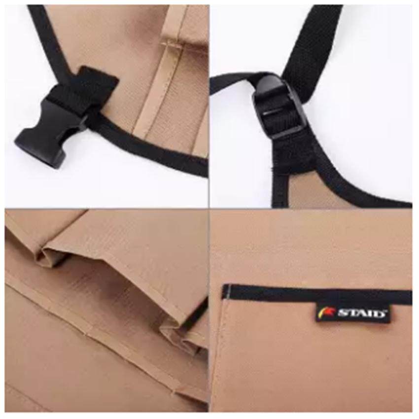 เอี๊ยมกันเปื้อนช่าง กระเป๋าเครื่องมือช่าง ผ้ากันเปื้อน เสื้อช่างใส่เครื่องมือ สีน้ำตาล/ดำ