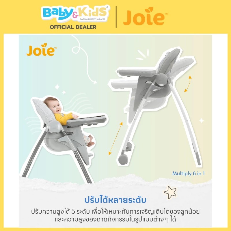 Joie เก้าอี้ทานข้าวเด็ก รุ่นMultiply 6-in-1 ปรับได้ 6 แบบ สำหรับเด็ก 6เดือน- 6ปี