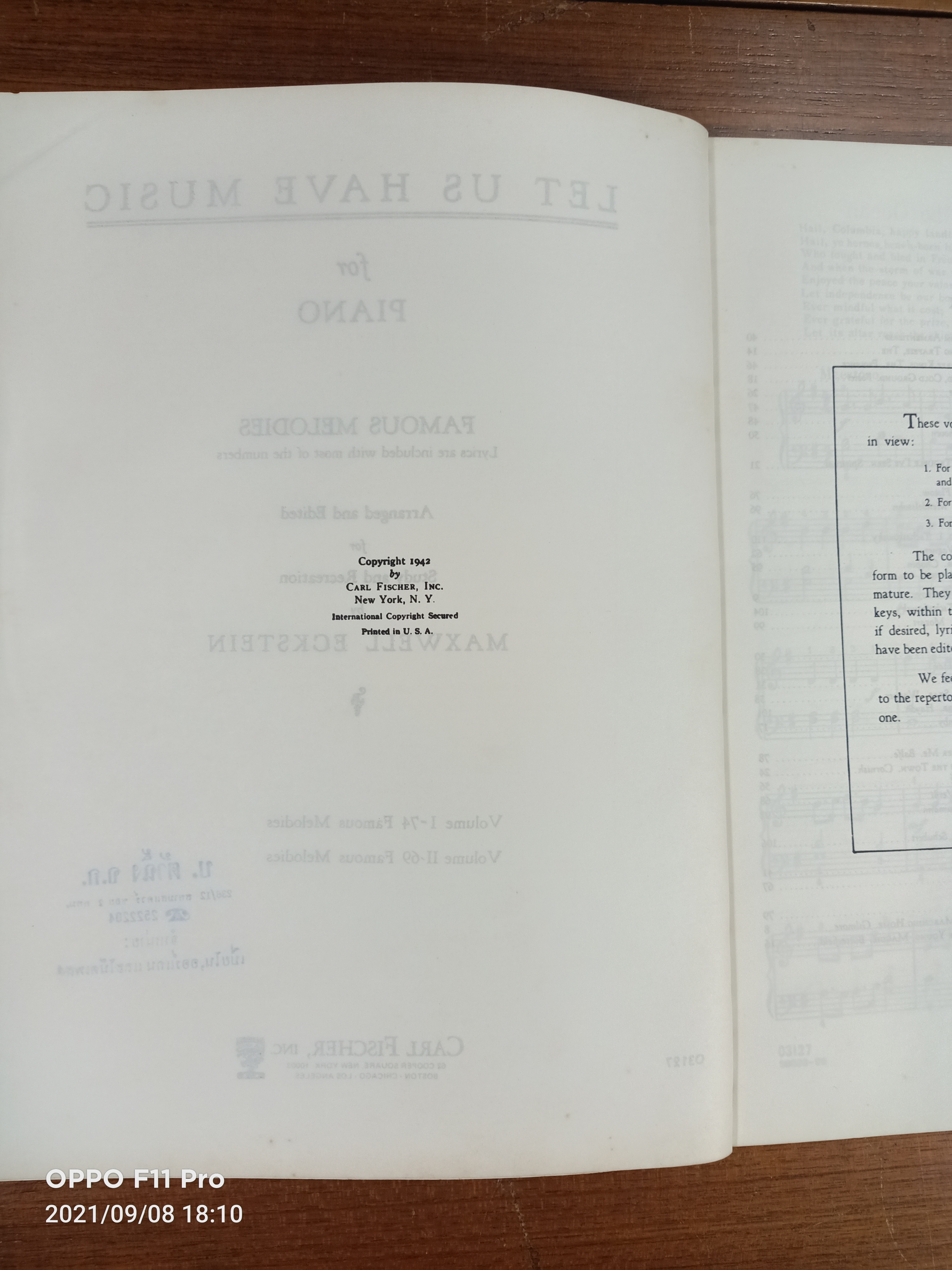 Let Us Have Music for Piano Seventy Four Famous Melodies -Volume Two/ CARL FISCHER