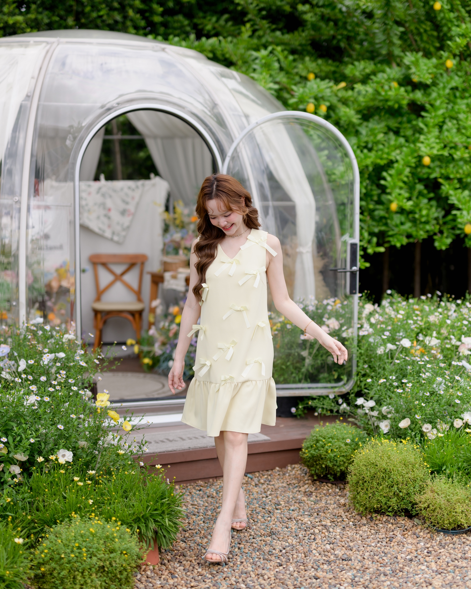 Bow me softly dress : สีเหลืองอ่อน