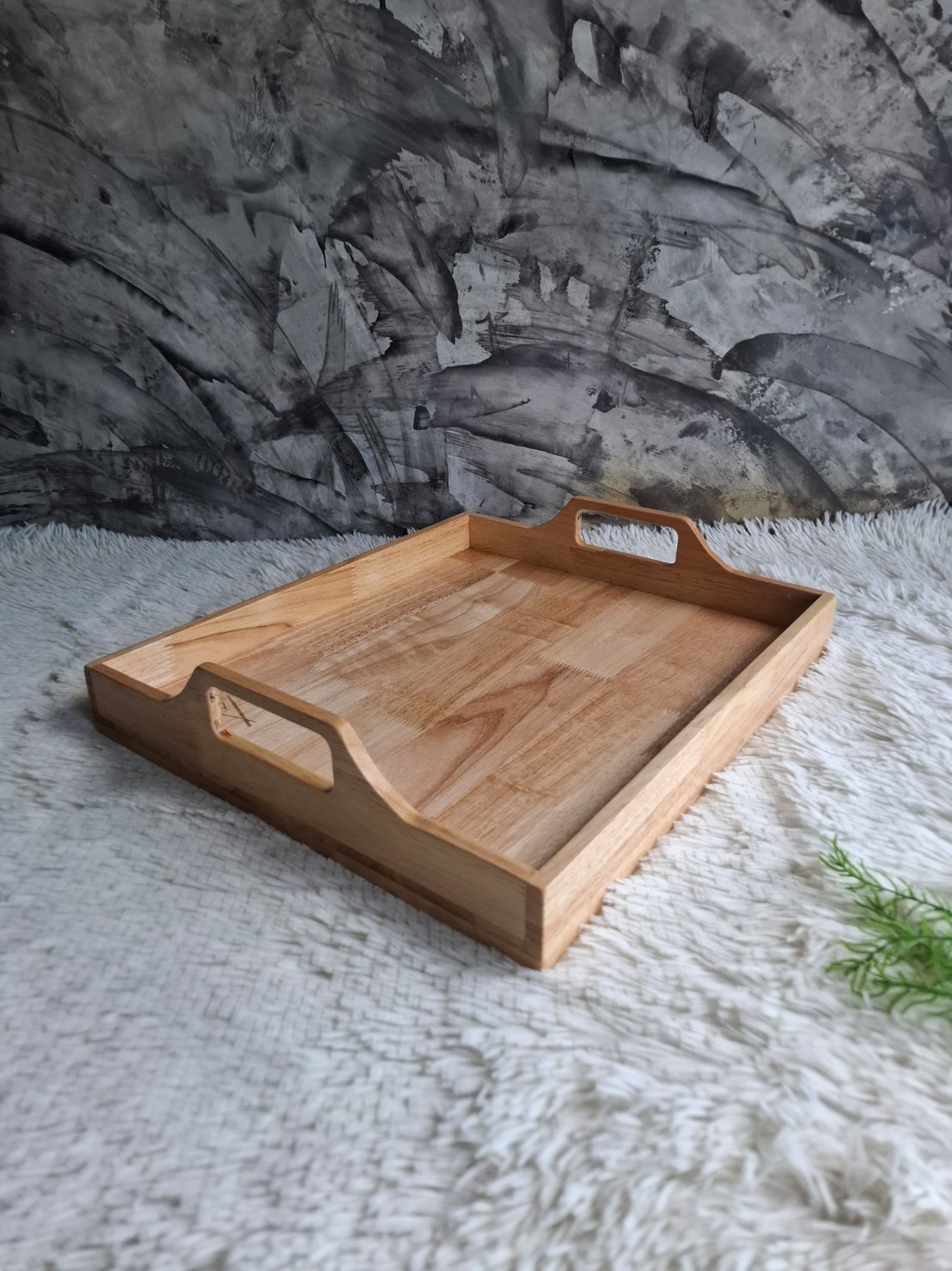 ถาดไม้แบบมีมือจับ