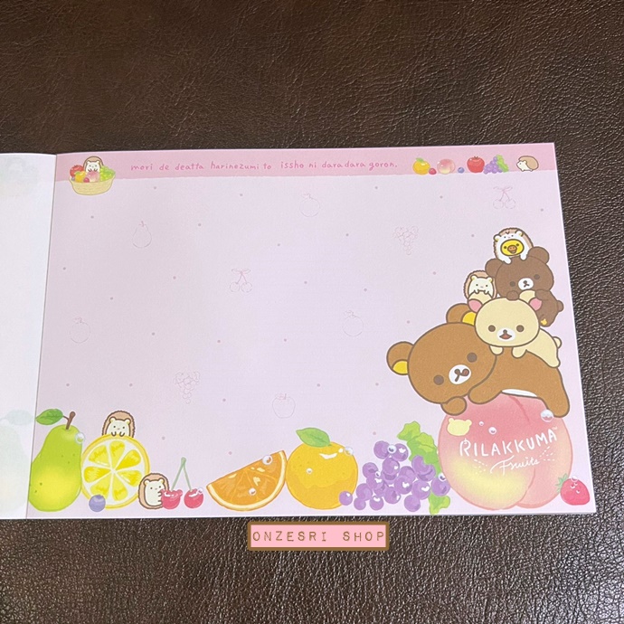 สมุดฉีก Rilakkuma Fruits แบบสีขาว ขนาด 14.8 x 10.5 ซม. มี 4 ลาย รวม 100 แผ่น