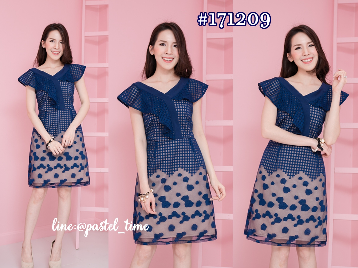 Navy Rosy Lace Dress