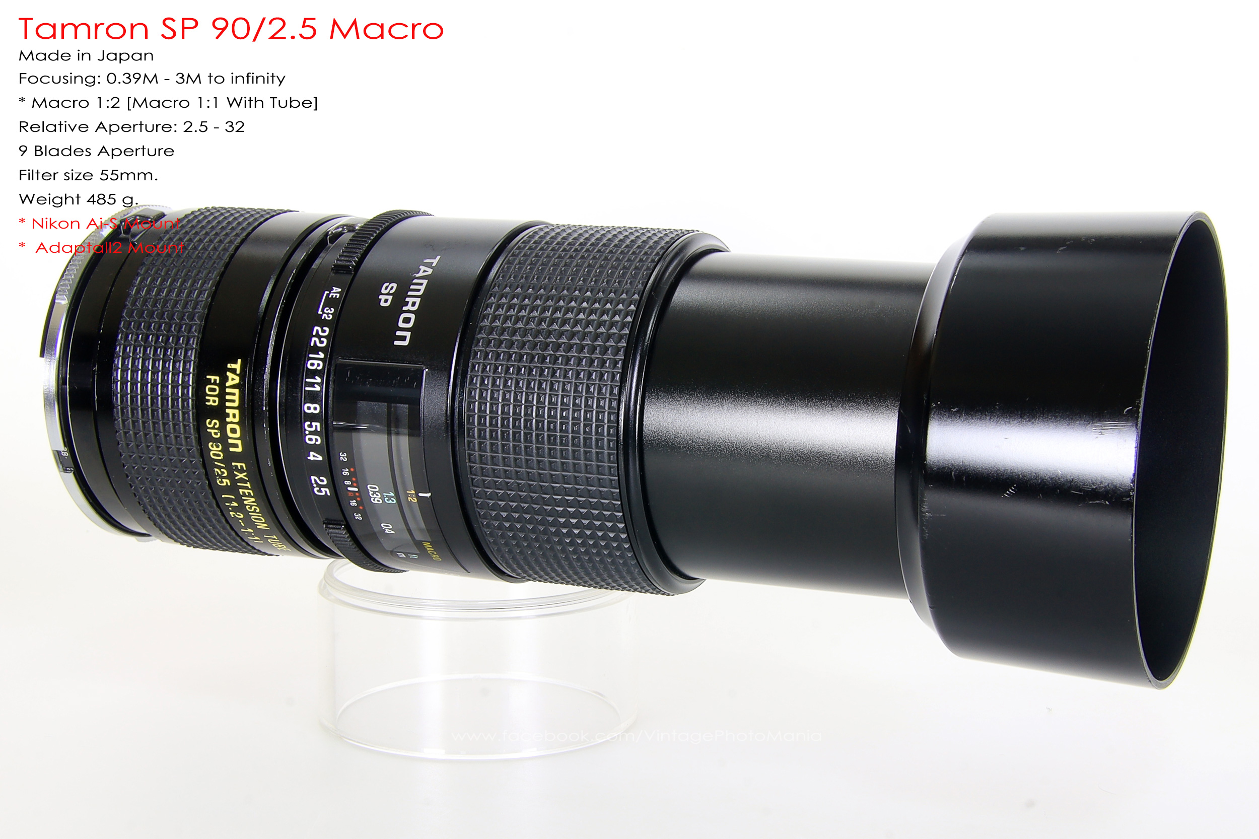 Tamron SP 90/2.5 Macro+Tamron Tube *Nikon Ai-S Mount เลนส์พรอตเทรตมาโครเอฟกว้าง