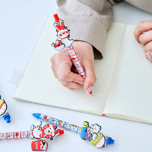 ดินสอกด Sincere Shimojima แบบ Morning สีฟ้า ทำเป็นลายย้อนยุคแบบปี 1970 น่ารักมาก