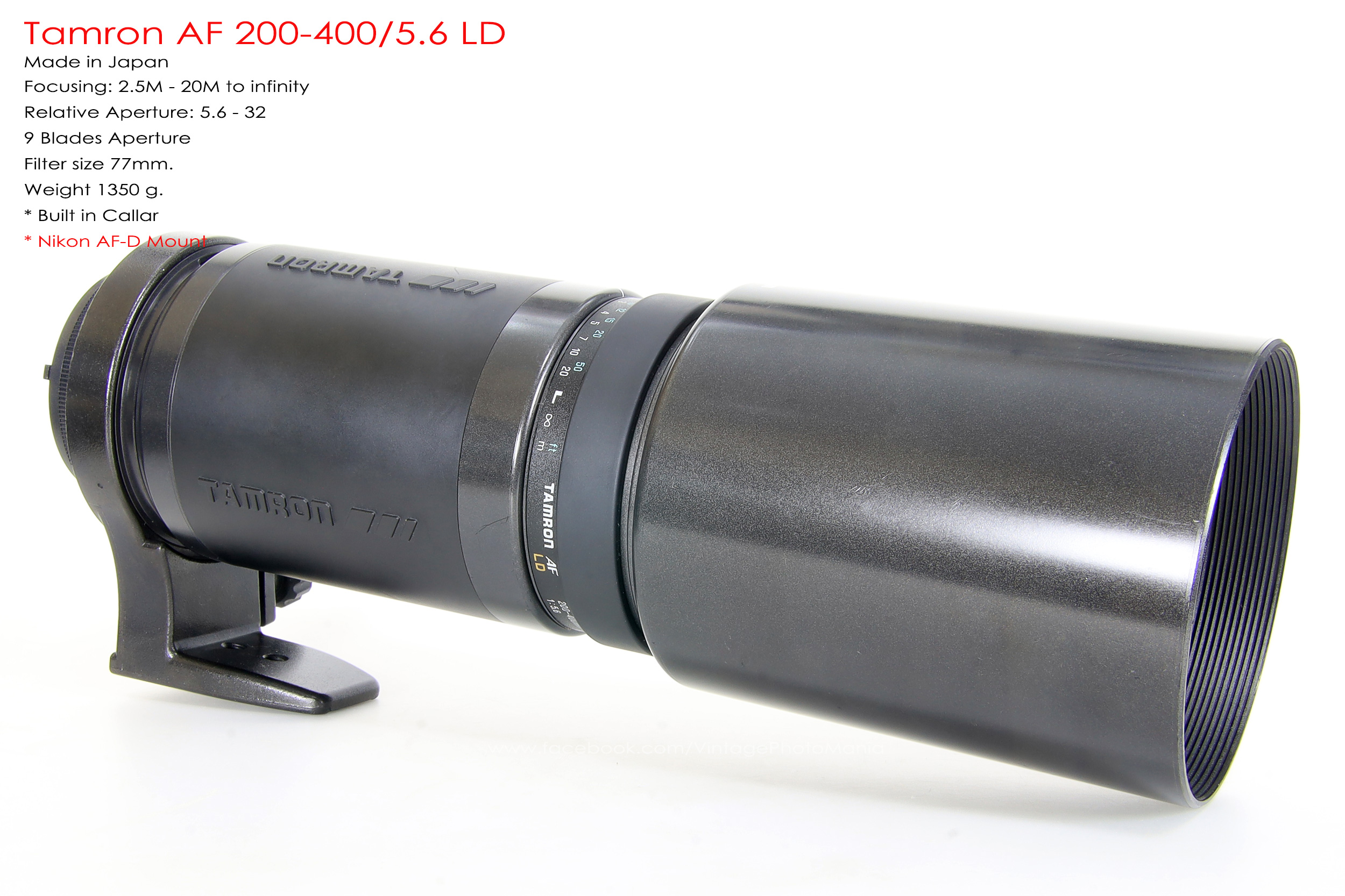 Tamron AF 200-400/5.6 LD *Nikon AF-D Mount เลนส์ซูมซูเปอร์เทเลสายถ่ายนกเอฟไม่ไหล