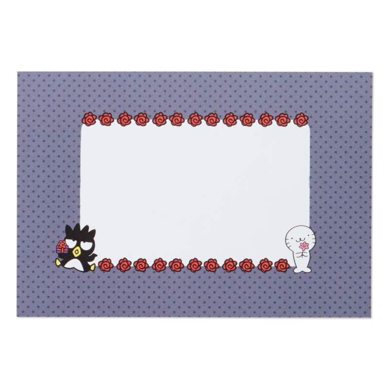 การ์ดเปล่า Sanrio & Seal Card แบบ Badtz Maru สามารถเขียนด้านในได้ มีสติกเกอร์น่ารักให้แปะได้ 1 แผ่น มาพร้อมซองลายน่ารักเข้ากัน ขนาดประมาณ 12 x 16 ซม.