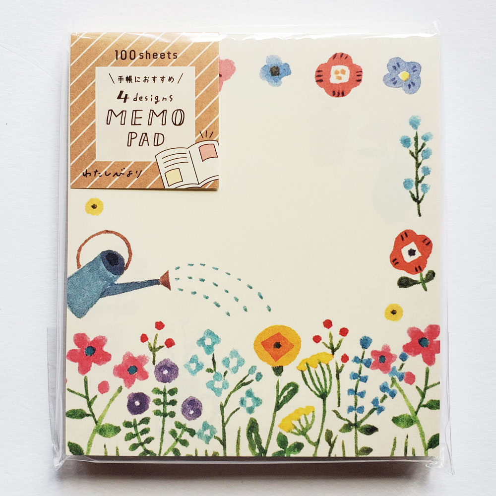 สมุดฉีก Furukawa Paper Works Memo จากญี่ปุ่น ลาย Flowers ขนาด 9 x 9 ซม. มี 4 ลาย รวม 100 แผ่น