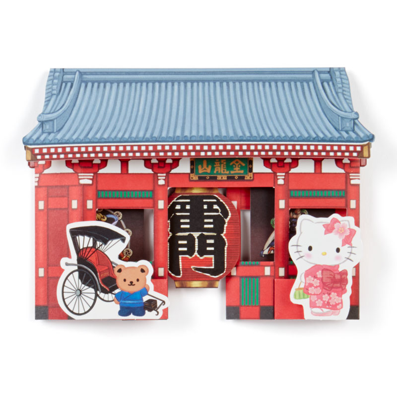 Sanrio Card - Pop up ลาย Hello Kitty Asakusa Kaminarimon (Japan Limited) ด้านบนเขียนได้ มาพร้อมซองลายน่ารัก ขนาดก่อนกาง 17.5 x 12.5 ซม.