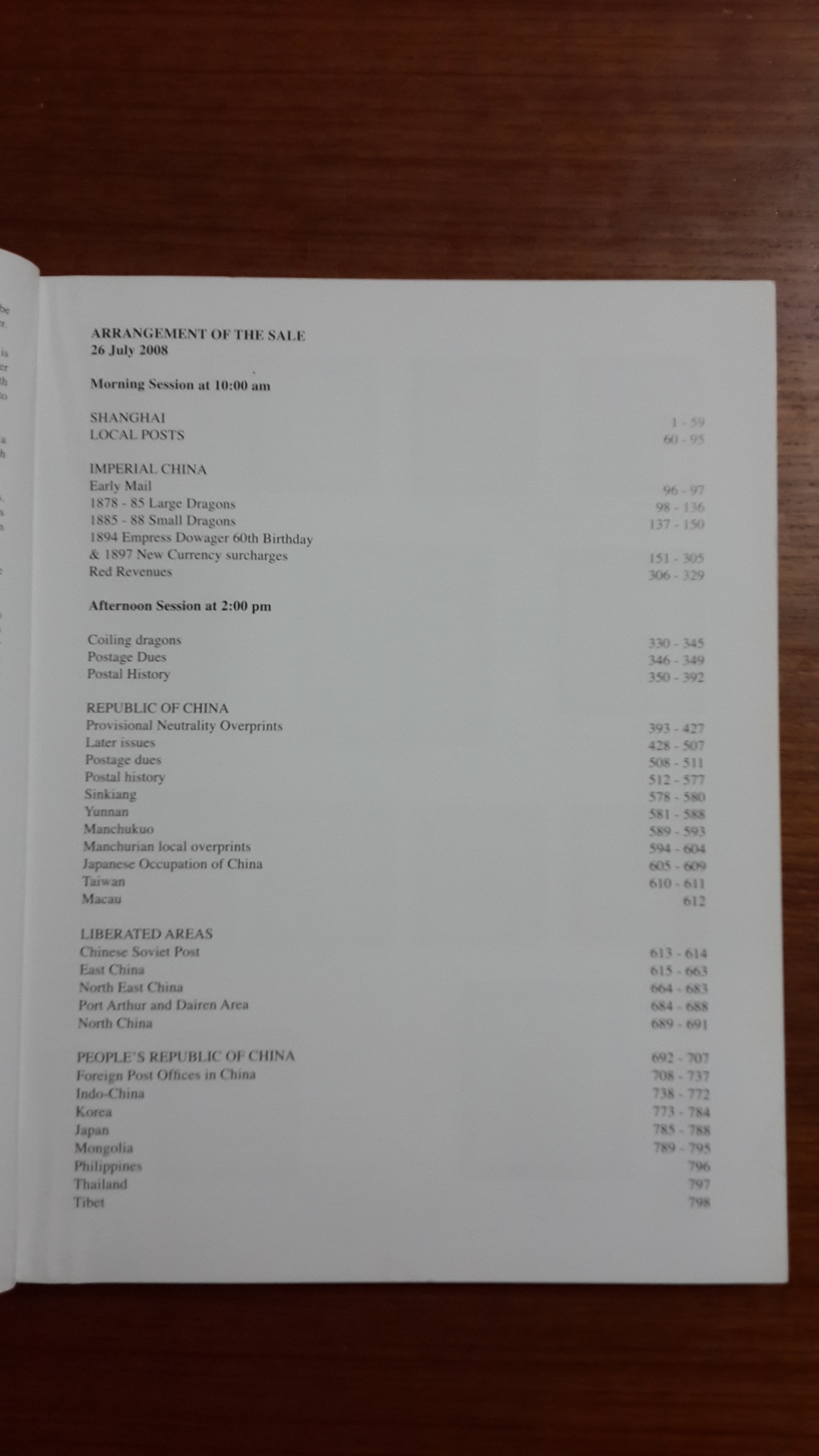 ZURICH ASIA : SATURDAY 26 JULY 2008