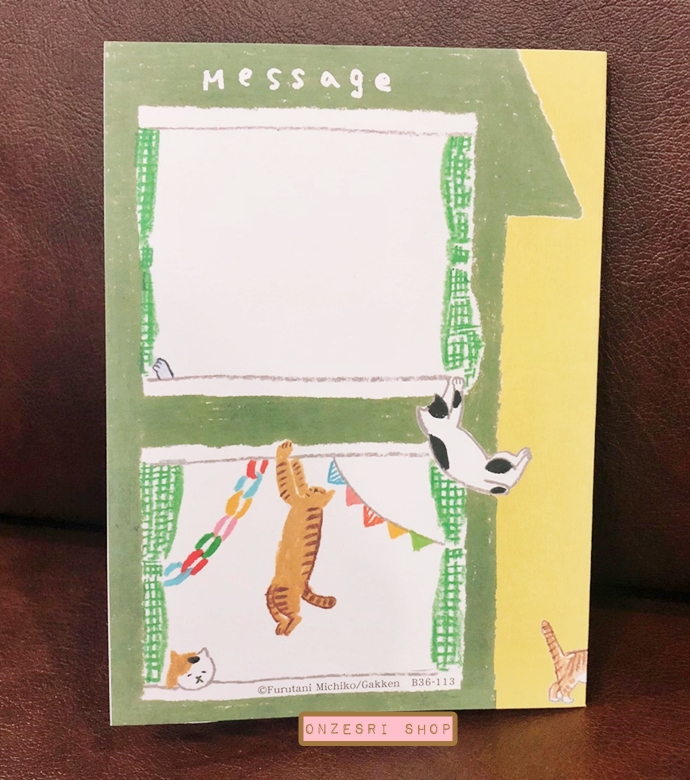 Birthday Pop Up Card จากญี่ปุ่น การ์ดอวยพรวันเกิด แบบน้องแมวโผล่ออกมาจากบ้าน เขียนด้านหลังได้ มาพร้อมซอง ขนาด 12.5 x 16.5 x 0.6 ซม.