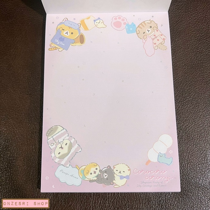 สมุดฉีก Corocoro Coronya Sleepover Party แบบสีชมพู ขนาด 14.8 x 10.5 ซม. มี 4 ลาย รวม 100 แผ่น