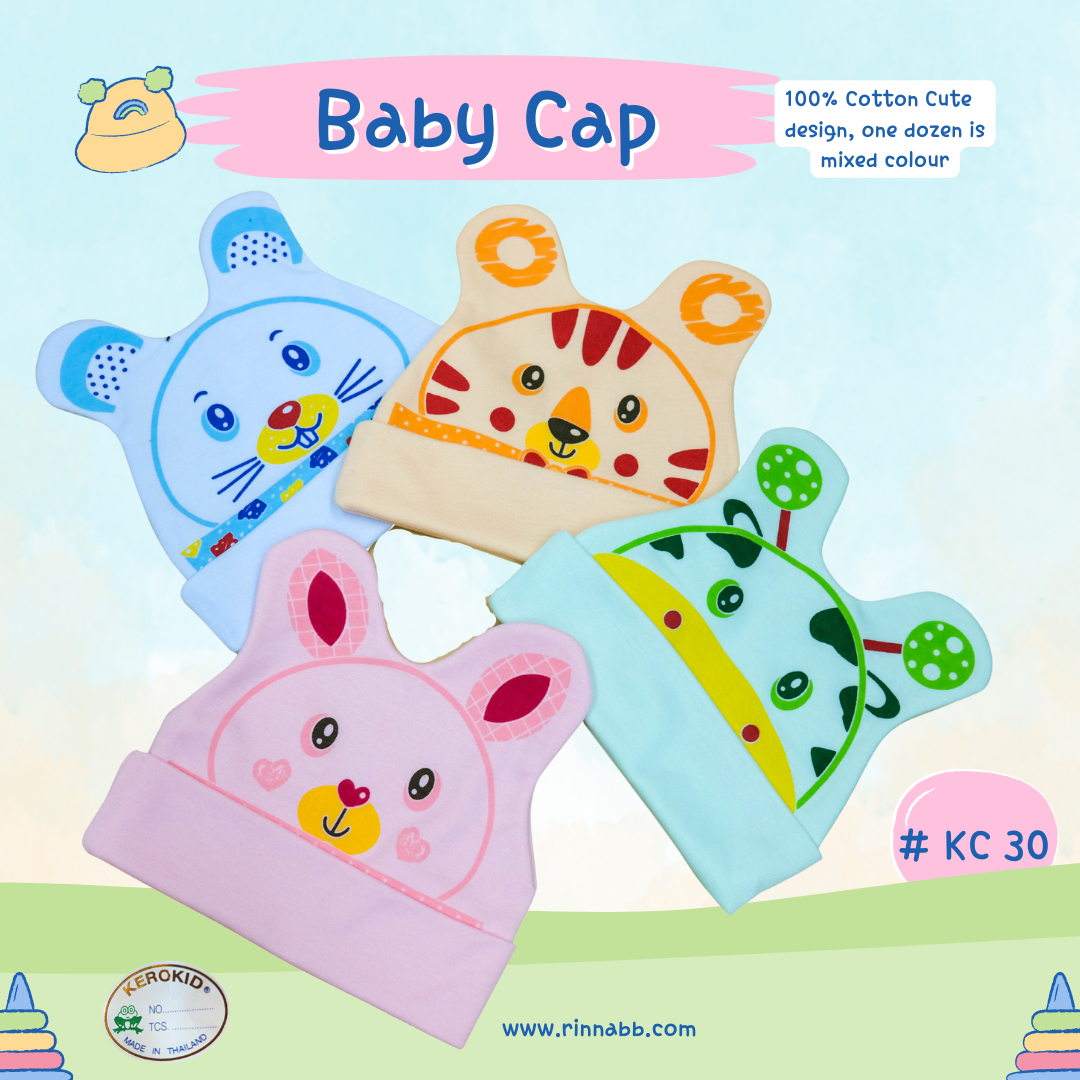 Baby Bonet 0-12 month, Kero Kids หมวก มีหูพิมพ์หน้าการ์ตูน