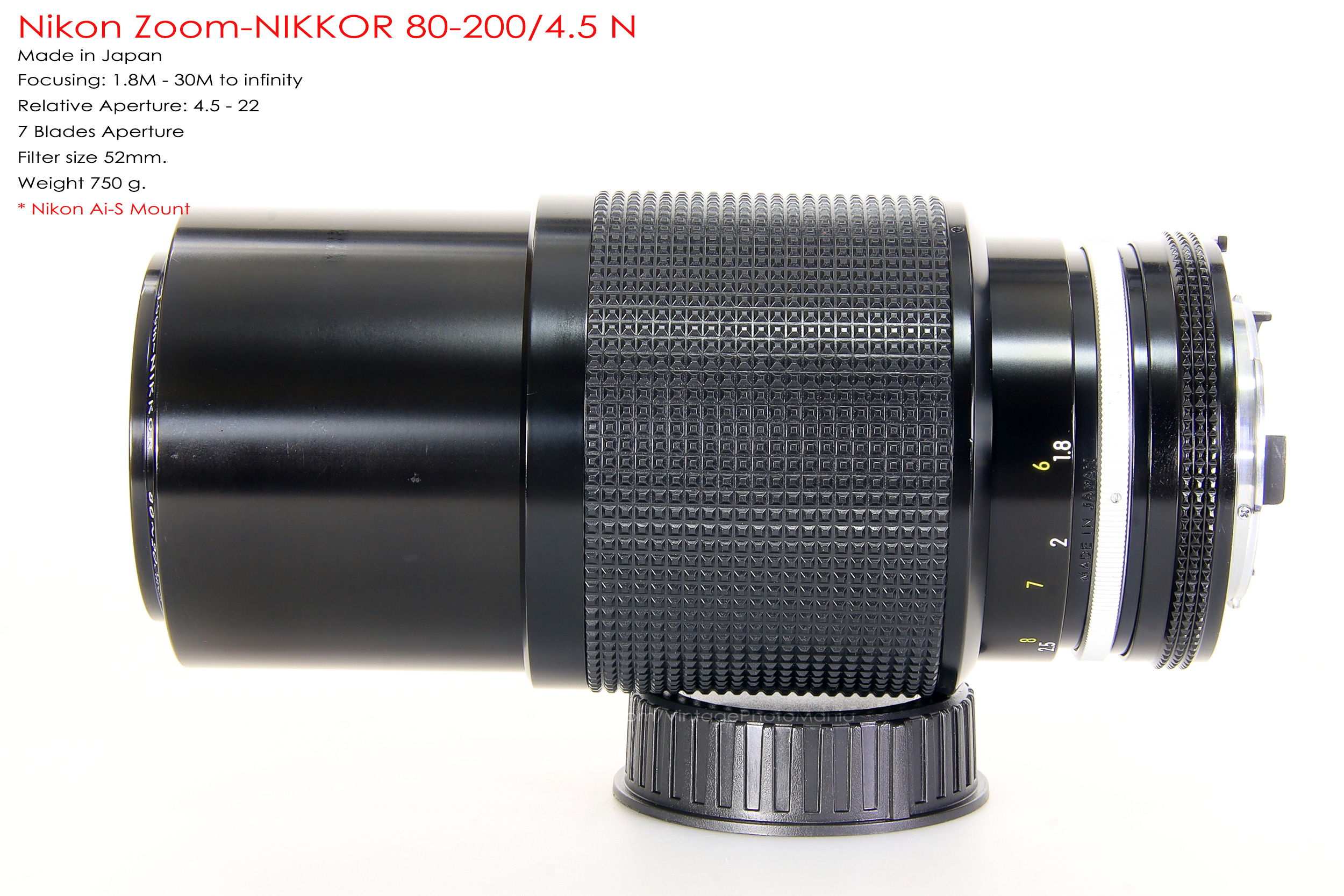 Nikon Zoom-Nikkor 80-200/4.5 N *Nikon Ai-S Mount เลนส์ซูมมือหมุนระยะไกลคมๆจากนิค่อน