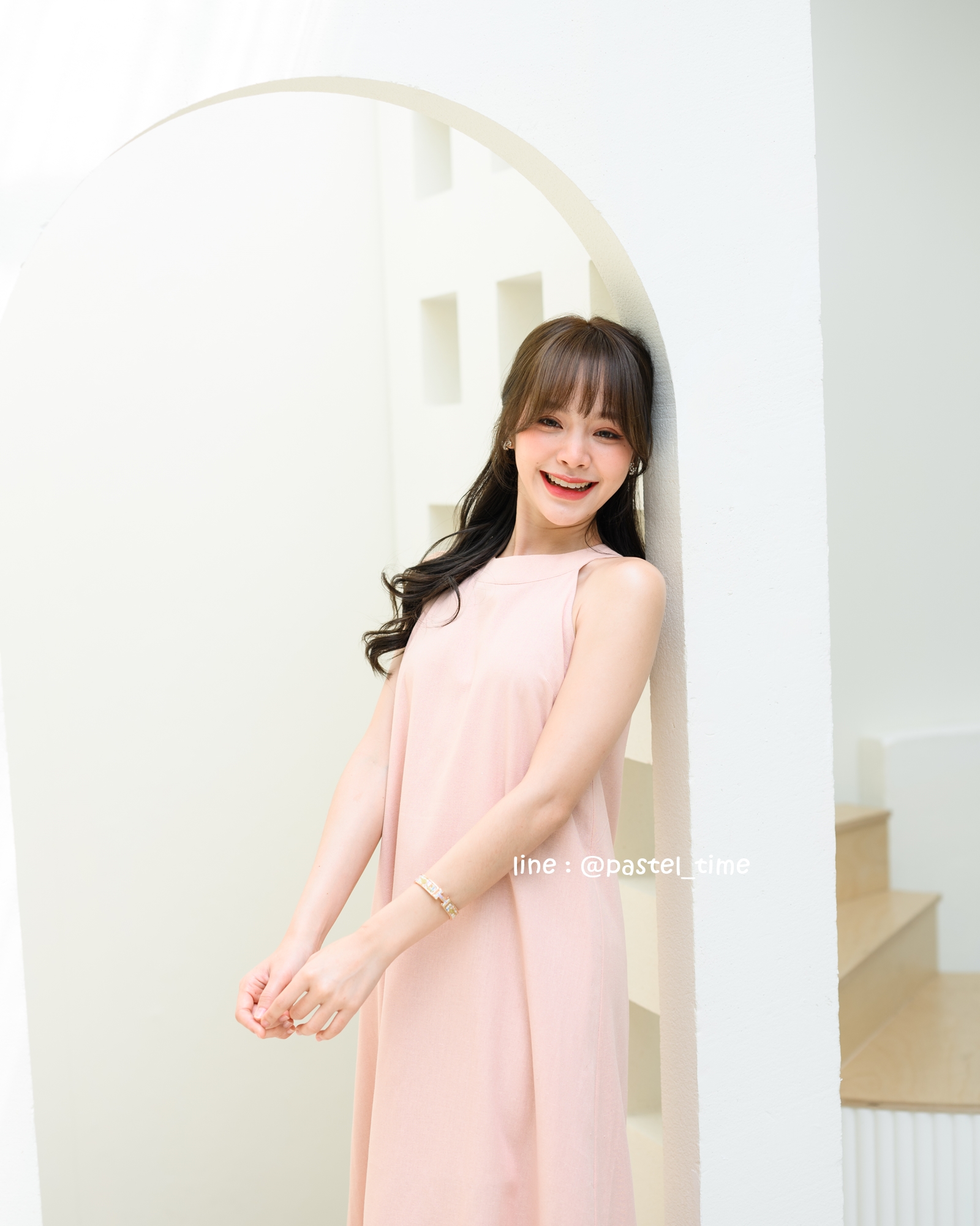 Clio Vest Linen Maxi dress - สีชมพู