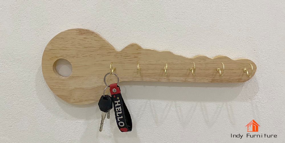 ที่แขวนกุญแจ ไม้ยางพารา รุ่น Key-01 สีธรรมชาติ