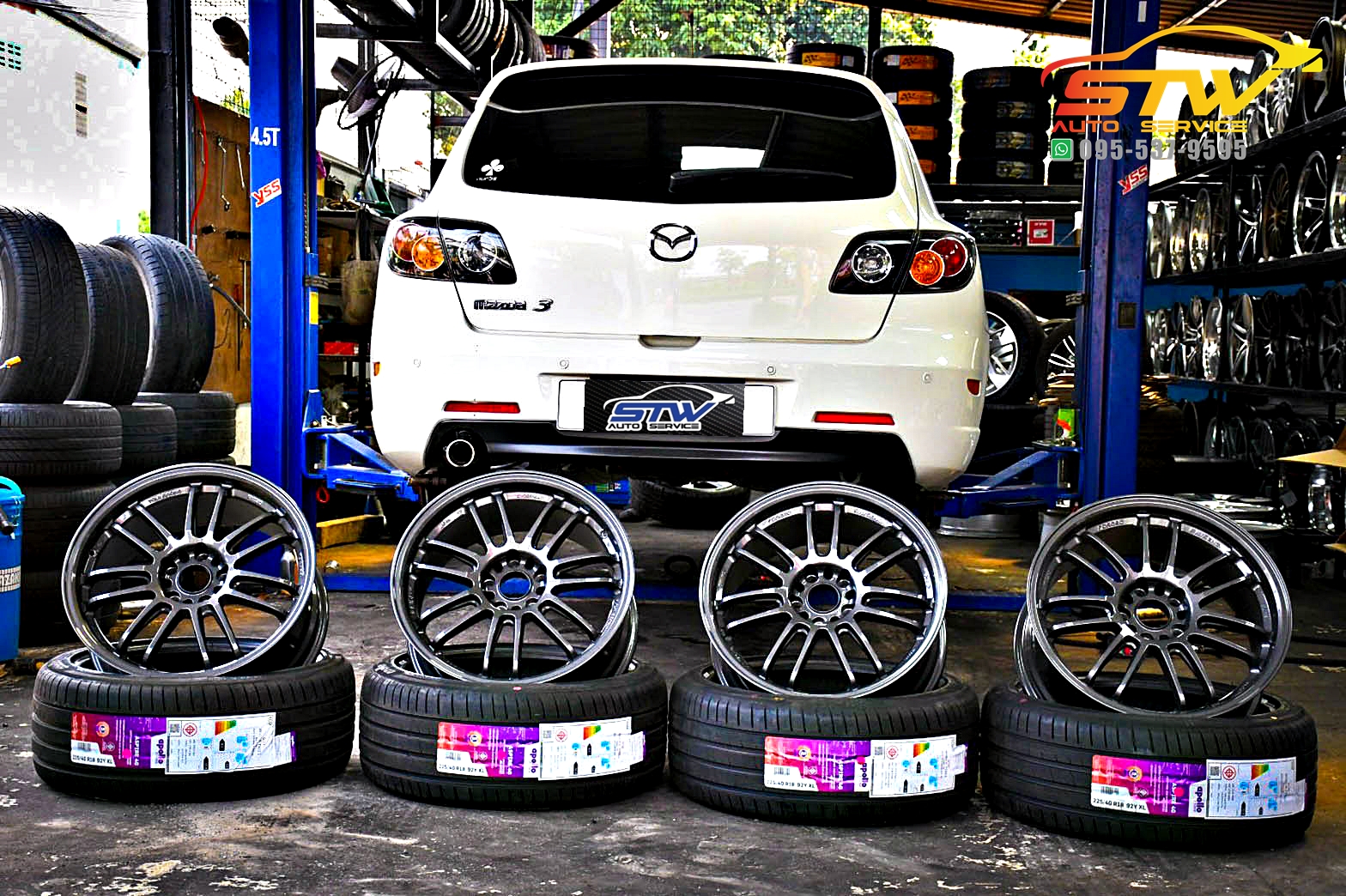 ล้อแม็กซ์ PREDATOR PD-01 18x8.5 Et+35 PCD:5x114.3 พร้อมยาง APOLLO ASPIRE 4G 225/40R18