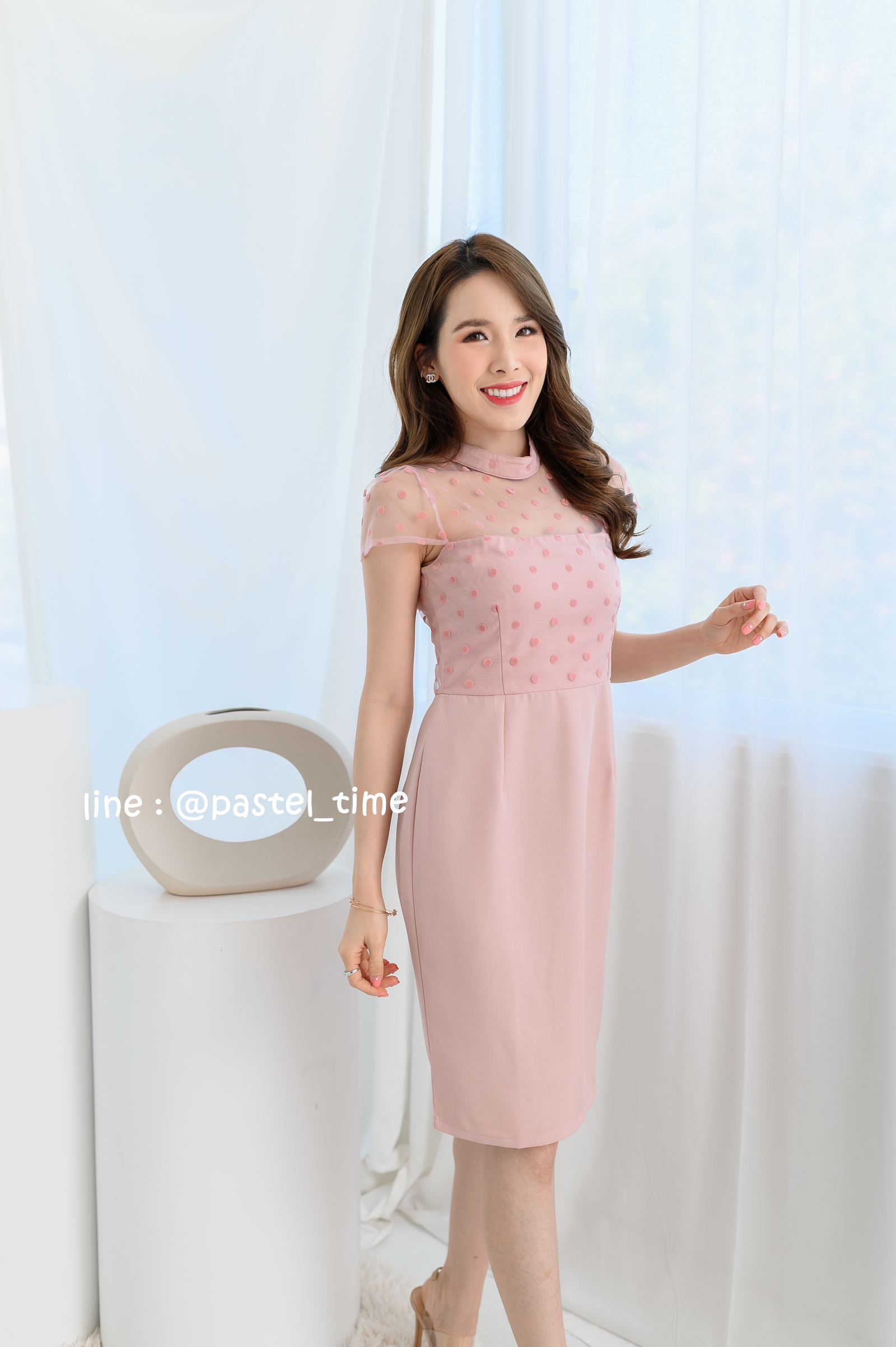 Celena Dress – สีชมพู