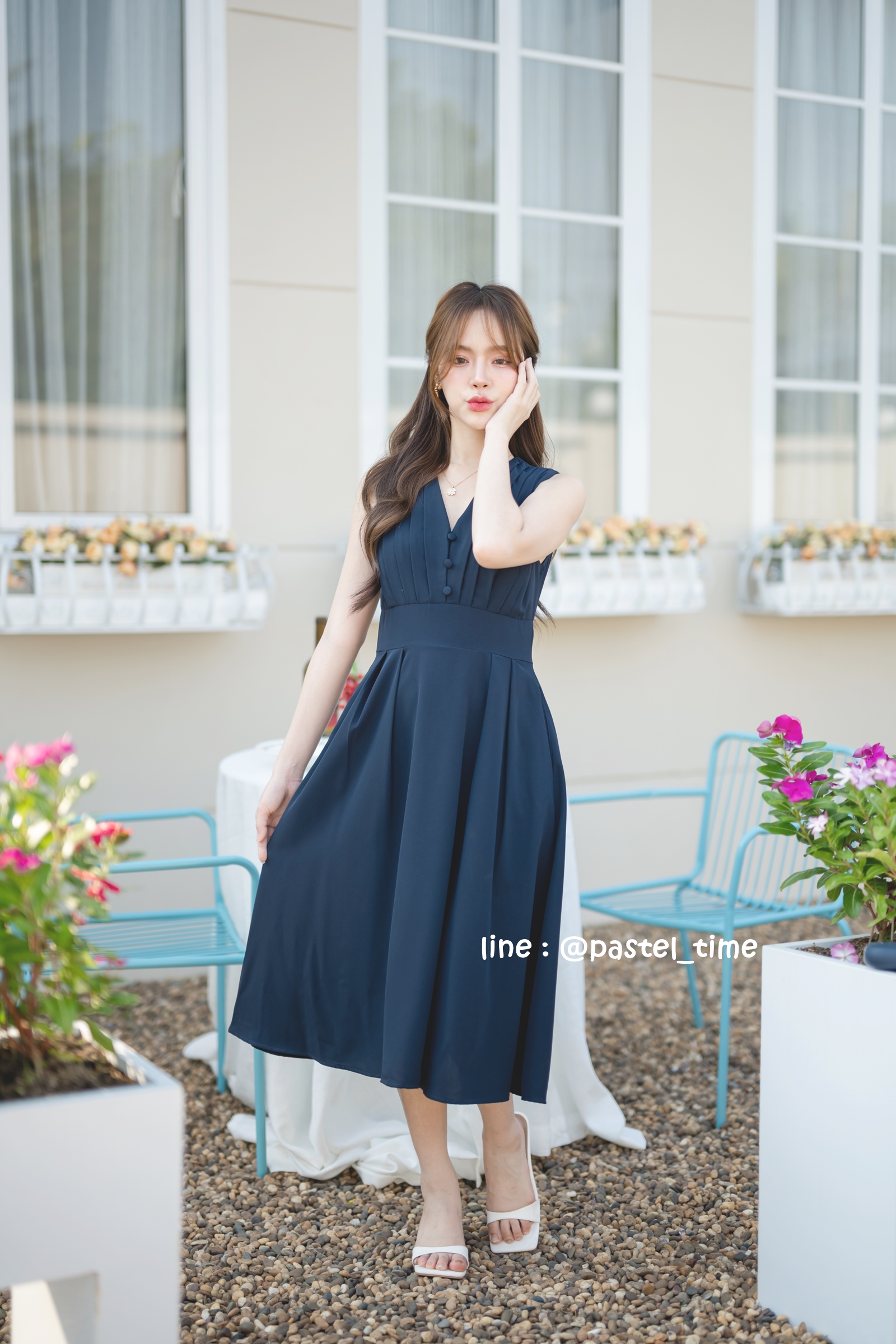 Aubrey Midi Dress : สีกรม **มีแต่XL**