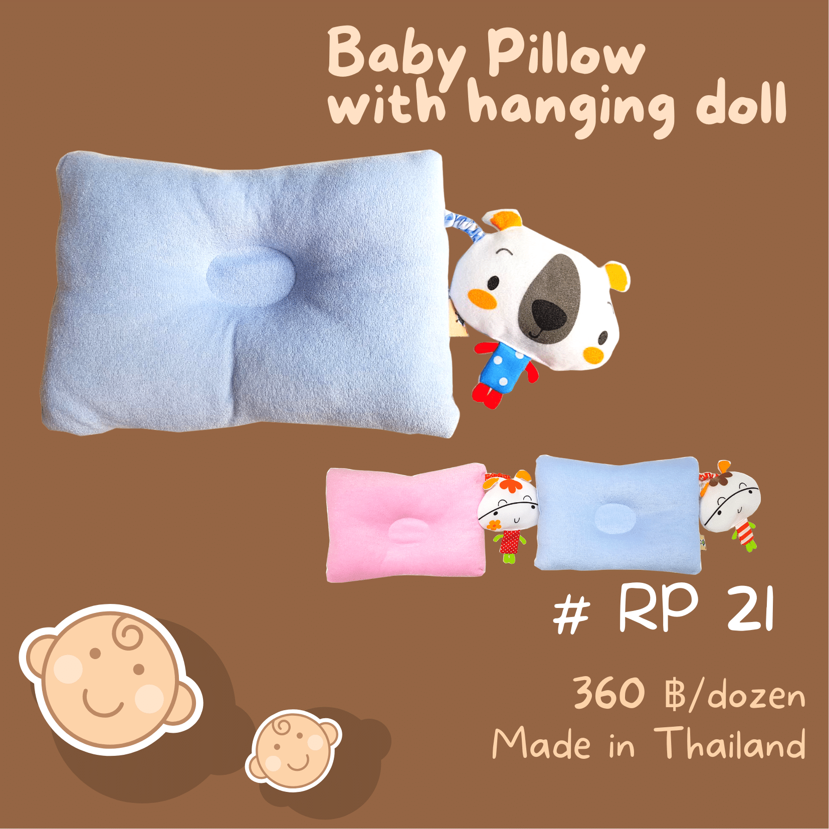 RP 21 Hanging Doll Baby Pillow, หมอนหลุมห้อยตุ๊กตา 360/dozen