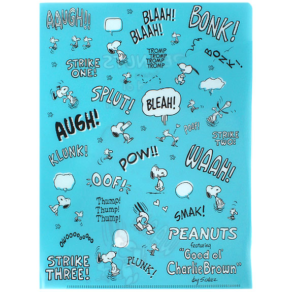 แฟ้ม A4 ลาย Snoopy Peanuts Feat. Good Ol' Charlie Brown สีฟ้า เป็นแบบ Pocket ด้านในใส่เอกสารได้สองด้านซ้ายขวา