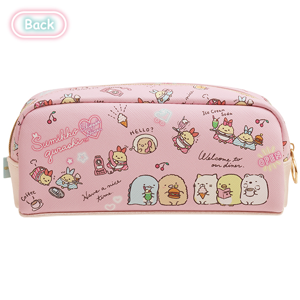 กระเป๋า Sumikko Gurashi Shippo's Diner Pen Case สีชมพู แบบยาว ใส่เครื่องเขียนได้ ขนาด 8 x 18 x 5.5 ซม.