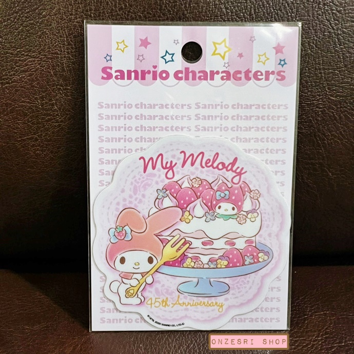 Vinyl Big Sticker ลาย My Melody 45th Anniversary แบบ Cake กันน้ำ กัน UV ใช้ติดสิ่งของได้ ทนมาก ขนาด 7.7 x 7.8 ซม.