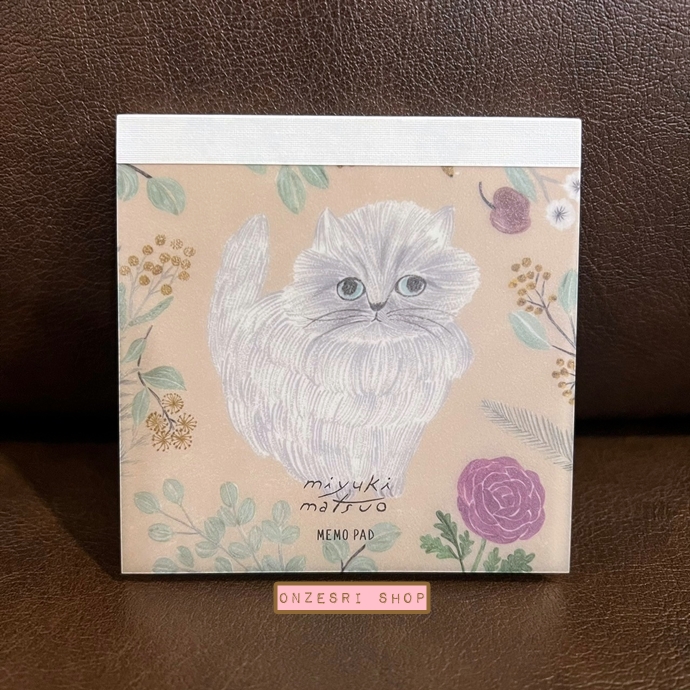 สมุดฉีก Miyuki Matsuo Memo Pad จากญี่ปุ่น ลายน้องแมว Minette ขนาด 9 x 9 x 0.8 ซม. มี 100 แผ่น