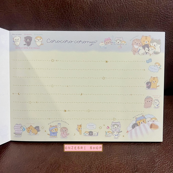 สมุดฉีก Corocoro Coronya Sleepover Party แบบสีชมพู ขนาด 14.8 x 10.5 ซม. มี 4 ลาย รวม 100 แผ่น