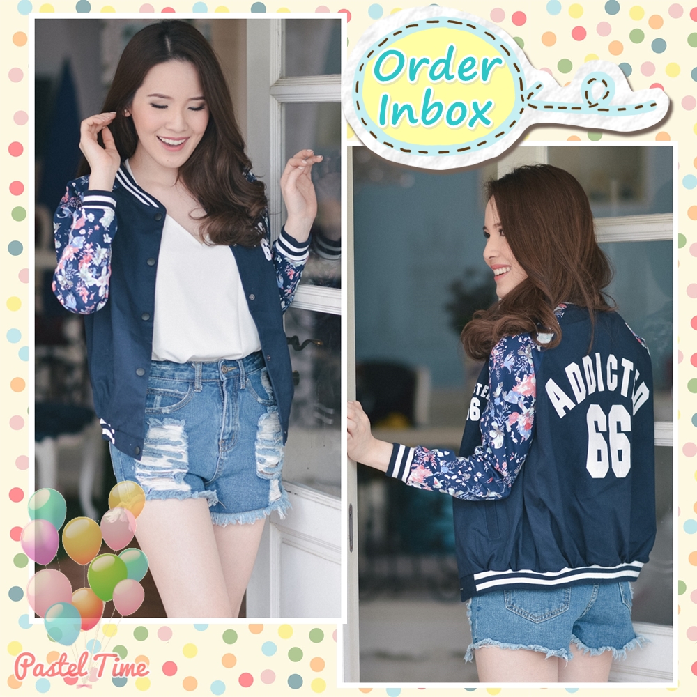 Floral Sleeve Baseball Jacket