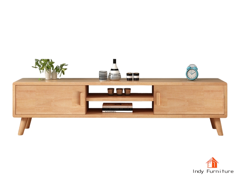 ตู้วางทีวีไม้ยางพารา รุ่น Dora สีธรรมชาติ