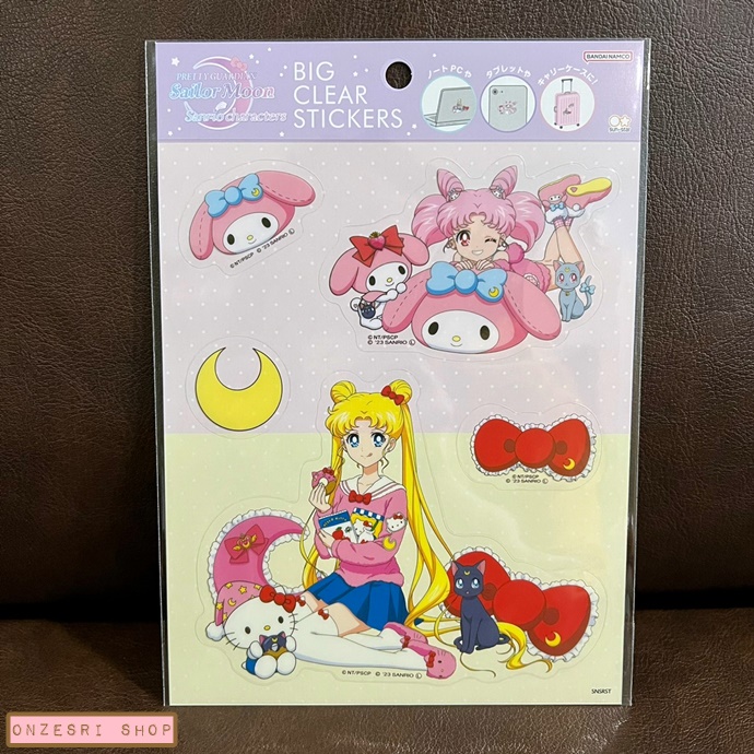 สติกเกอร์ Pretty Soldier Sailor Moon x Sanrio Characters ขนาด 14.8 x 18 x 0.3 ซม. เป็นพลาสติก แบบ Sailor Moon & Chibi Moon