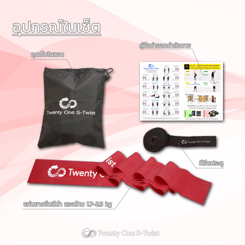 ยางยืดออกกำลังกายแบบแผ่น Exercise Band Red