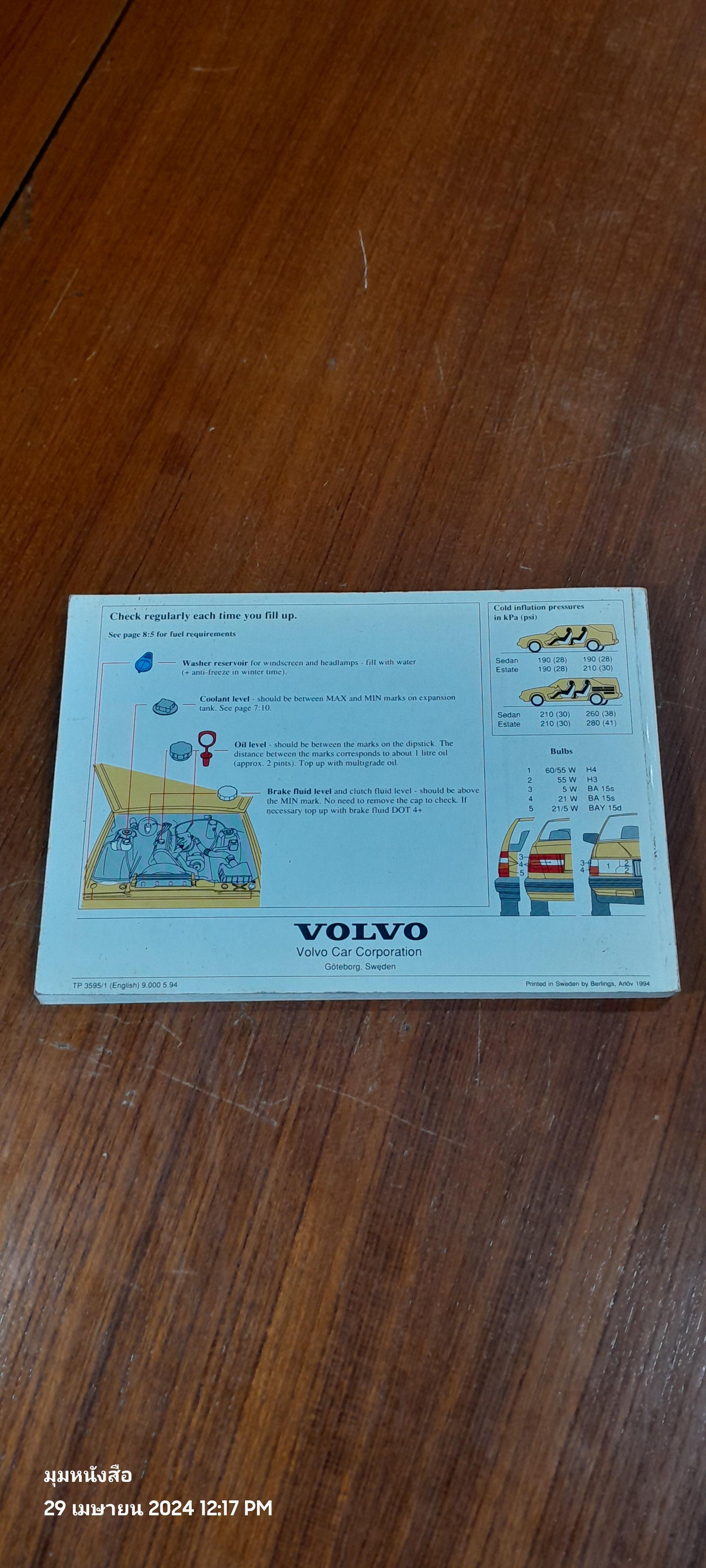 OWNER' S MANUAL VOLVO 940 / 1995 TP 3595/1