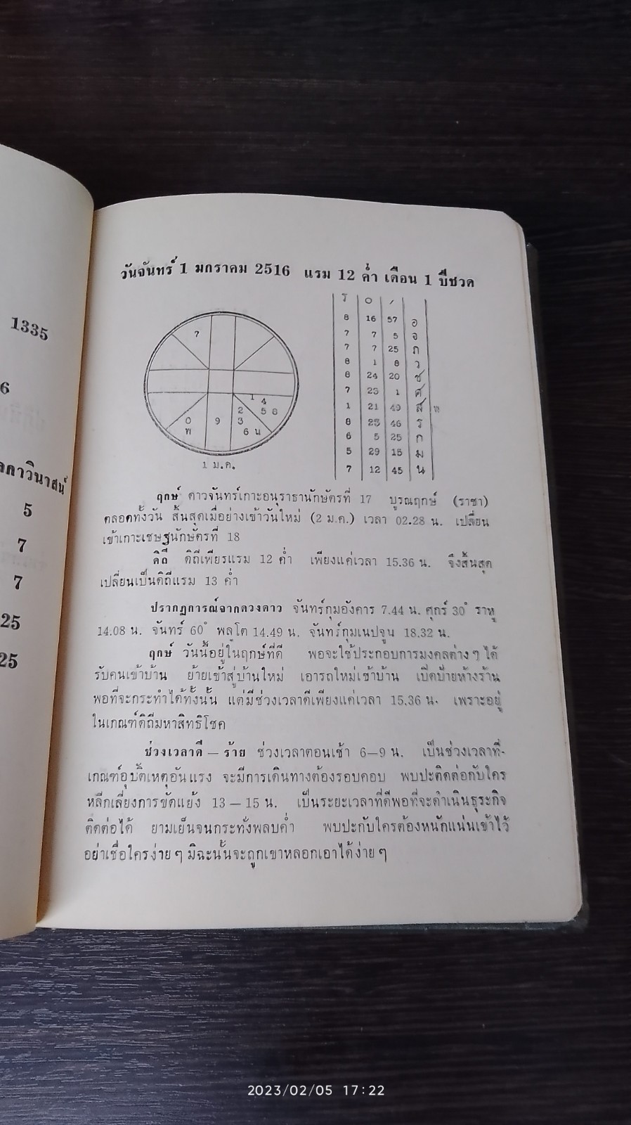 ปฏิทินโหราศาสตร์ ปี พ.ศ.๒๕๑๖