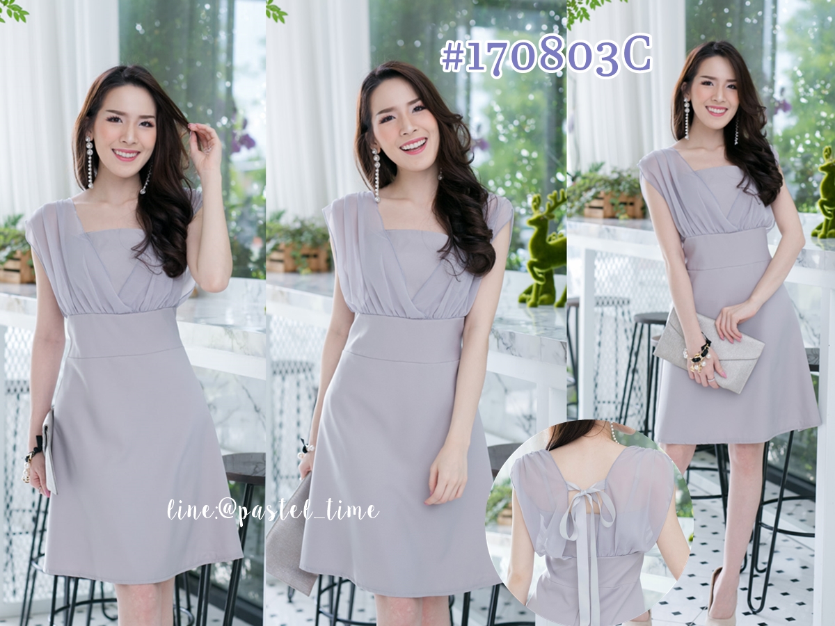 Sheer Chiffon Dress – สีเทา