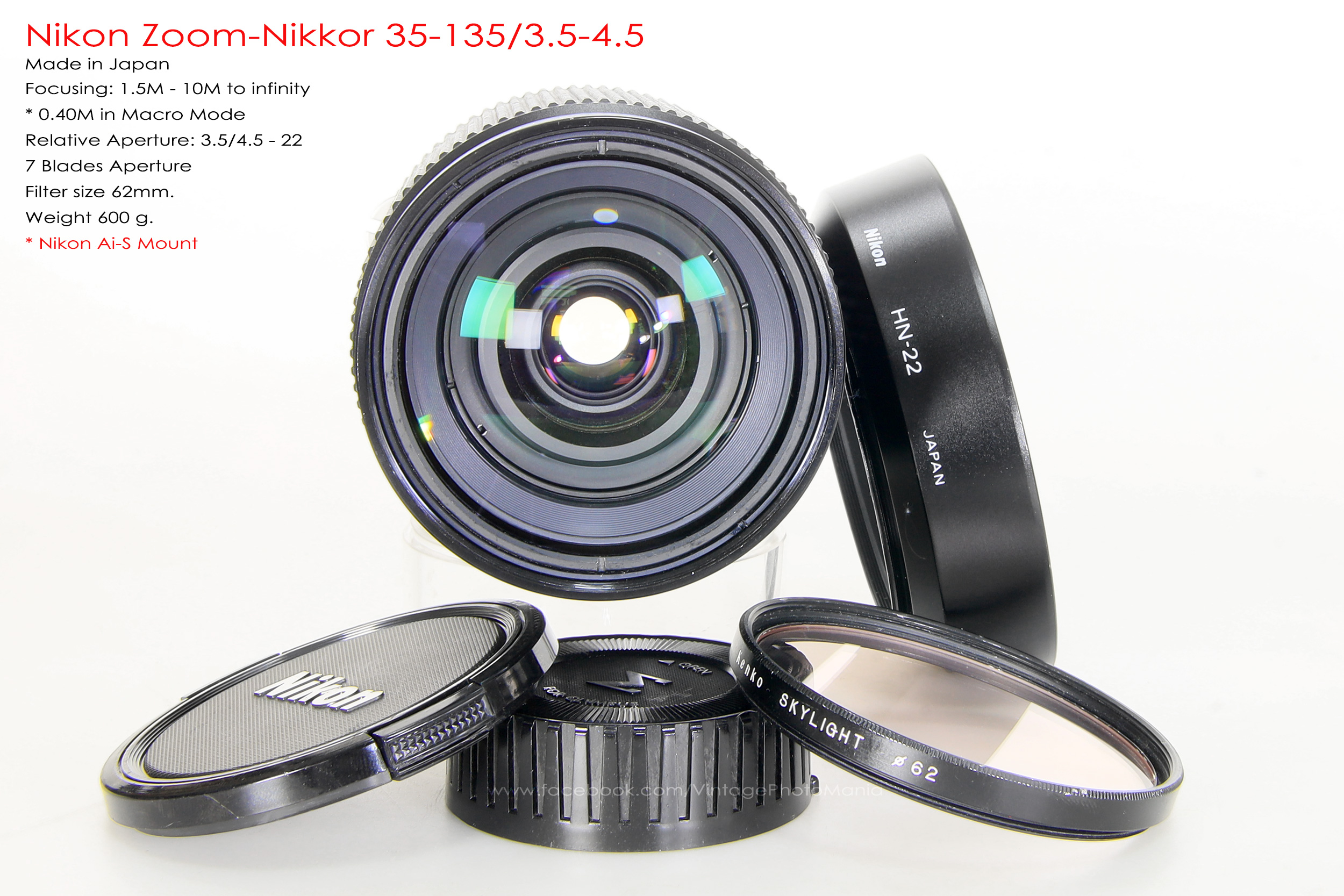 Nikon Zoom-Nikkor 35-135/3.5-4.5 *Nikon Ai-S Mount เลนส์ซูมอเนกประสงค์