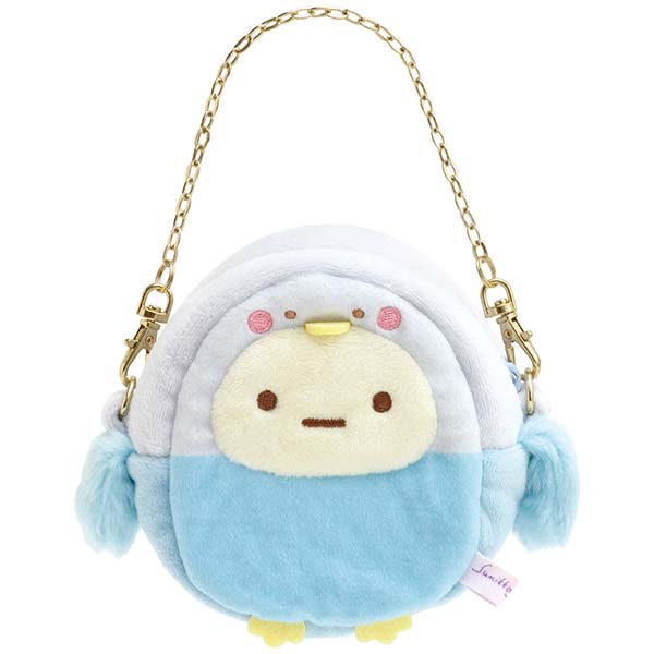 กระเป๋า Sumikko Gurashi Minna de Kotorikko Mini Bag ด้านหลังเป็นช่องใส ไว้โชว์ตุ๊กตาได้ (แบบตัวเล็ก) มาพร้อมตุ๊กตา Tapioca ฟ้า ไซส์ SS ใส่ชุดนกสีชมพู ขนาด 10.5 x 9.5 x 5 ซม.