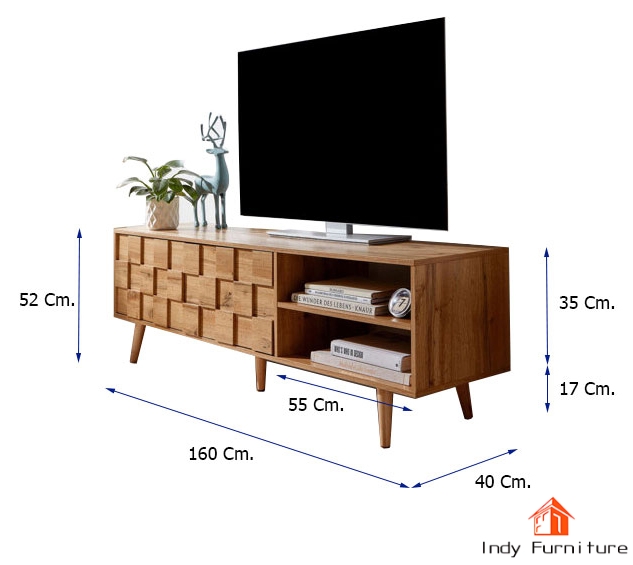 ตู้อเนกประสงค์ ไม้ยางพารา รุ่น Salab-B160 สีธรรมชาติ