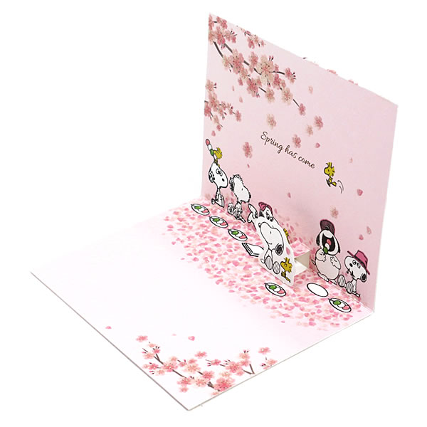 Snoopy Pop Up Card From Hallmark Japan การ์ดอวยพรลาย Snoopy Sakura & Dango ขนาด 14.8 x 10.8 x 0.2 ซม.