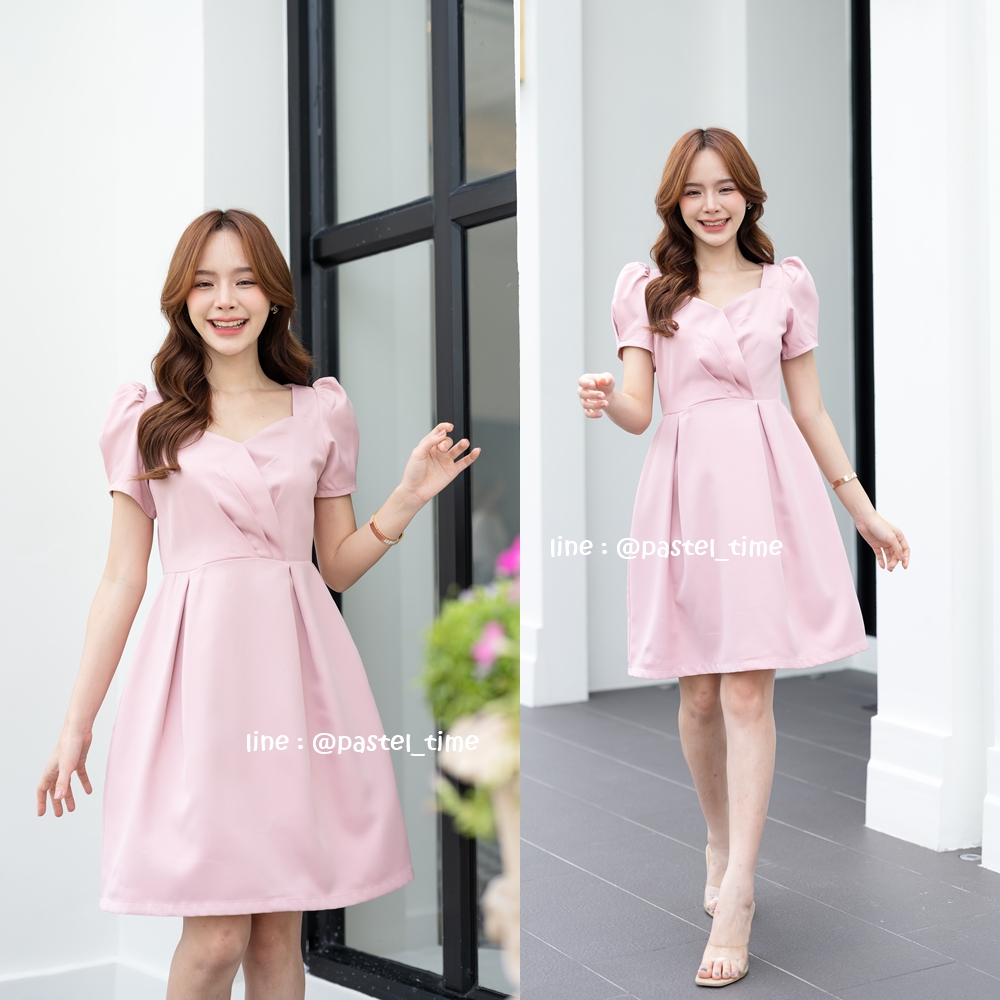 Ella Loveable Dress : สีชมพู **มีแต่M**