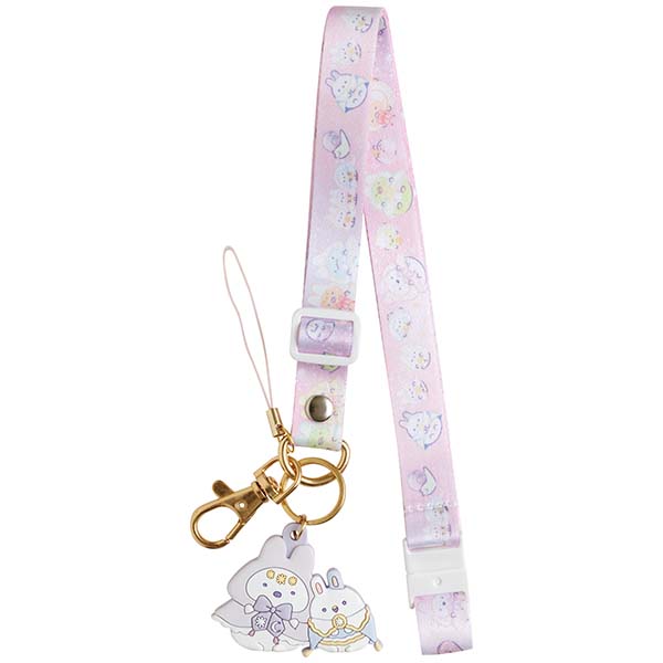 สายคล้องคอ/บัตร มีที่ห้อยมือถือตรงปลาย ลาย แบบ Sumikko Gurashi Rabbit's Mysterious Charm ตรงปลายมีตัวห้อยน่ารัก ๆ ขนาดสาย 40 x 1.5 ซม.