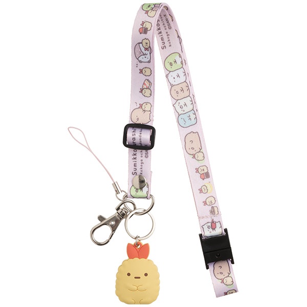 สายคล้องคอ/บัตร มีที่ห้อยมือถือตรงปลาย ลาย Sumikko Gurashi แบบหางกุ้งเทมปุระ ตรงปลายมีตัวห้อยน่ารัก ๆ ขนาดสาย 40 x 1.5 ซม.